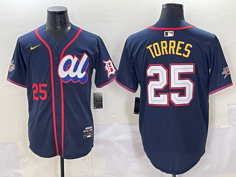 Men 2025 Detroit Tigers #25 Torres Blue All star Blank Blue Nike MLB Jersey style 3->chicago cubs->MLB Jersey